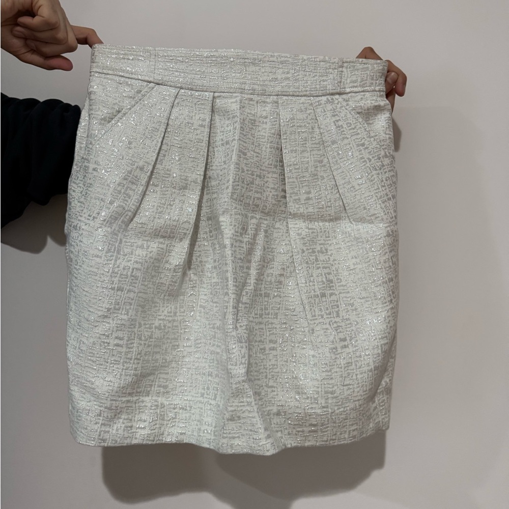 Mango White Textured Mini Skirt - Size 6
